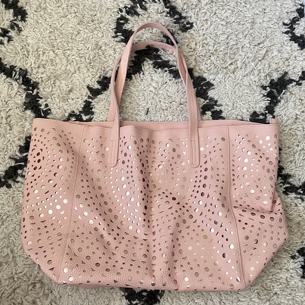 Bath and body works rose gold pink tote bag